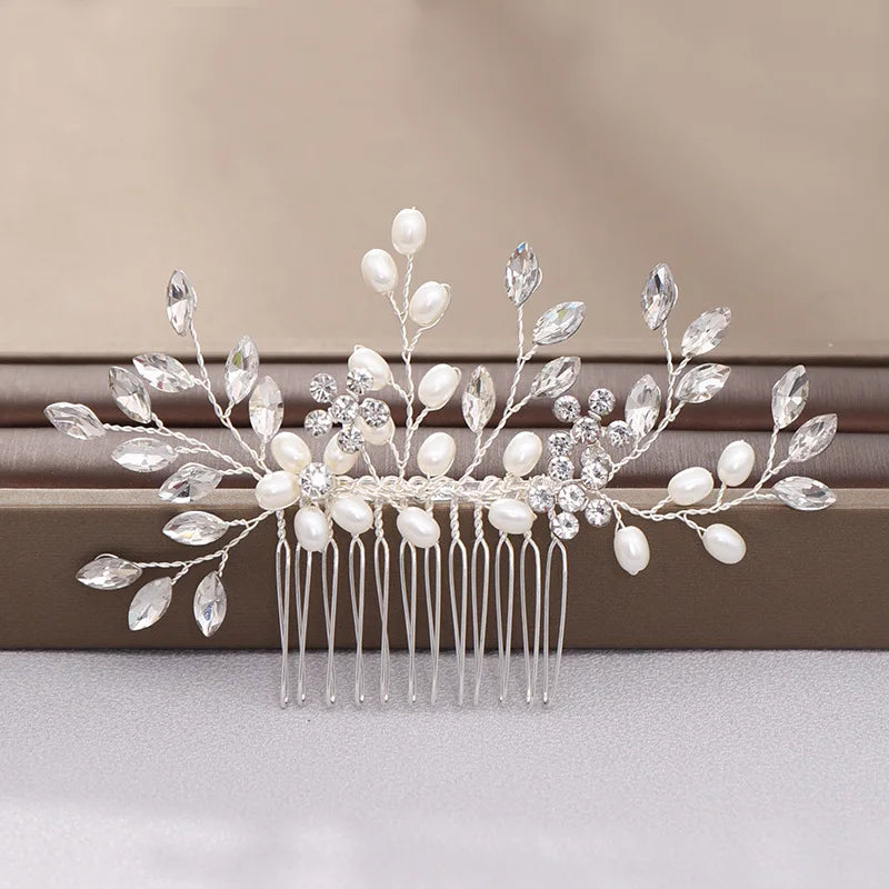 Crystal Pearl Hair Comb Clip Pin