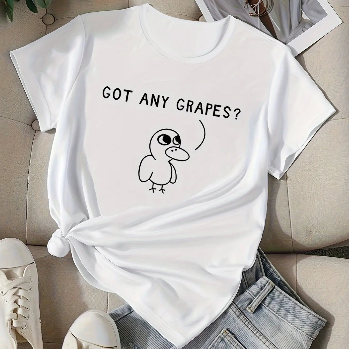 Duck Print Crew Neck Short Sleeve Sports T-Shirt