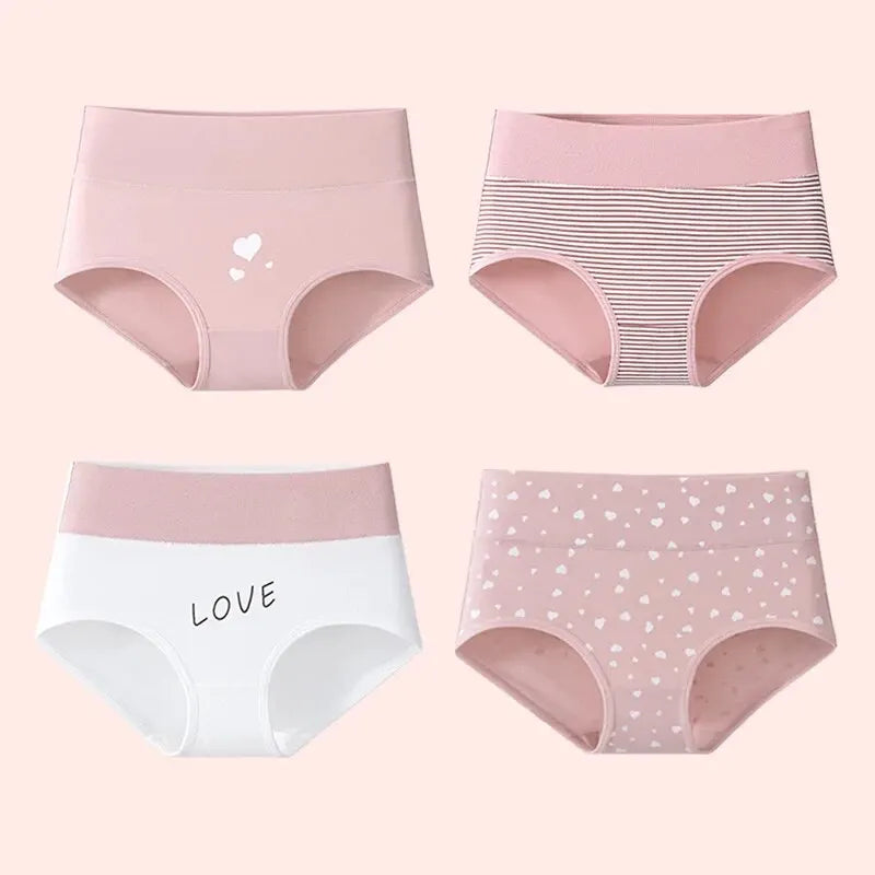 4Pcs Women's Panties High Waist Underwear