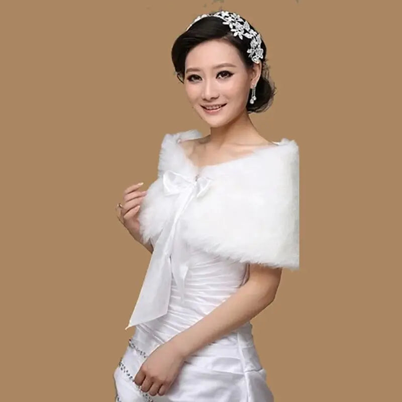 Winter Cape White Fur Shawl Wedding Accessories
