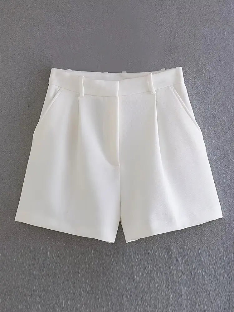 Front Zipper Shorts Vintage High Waist