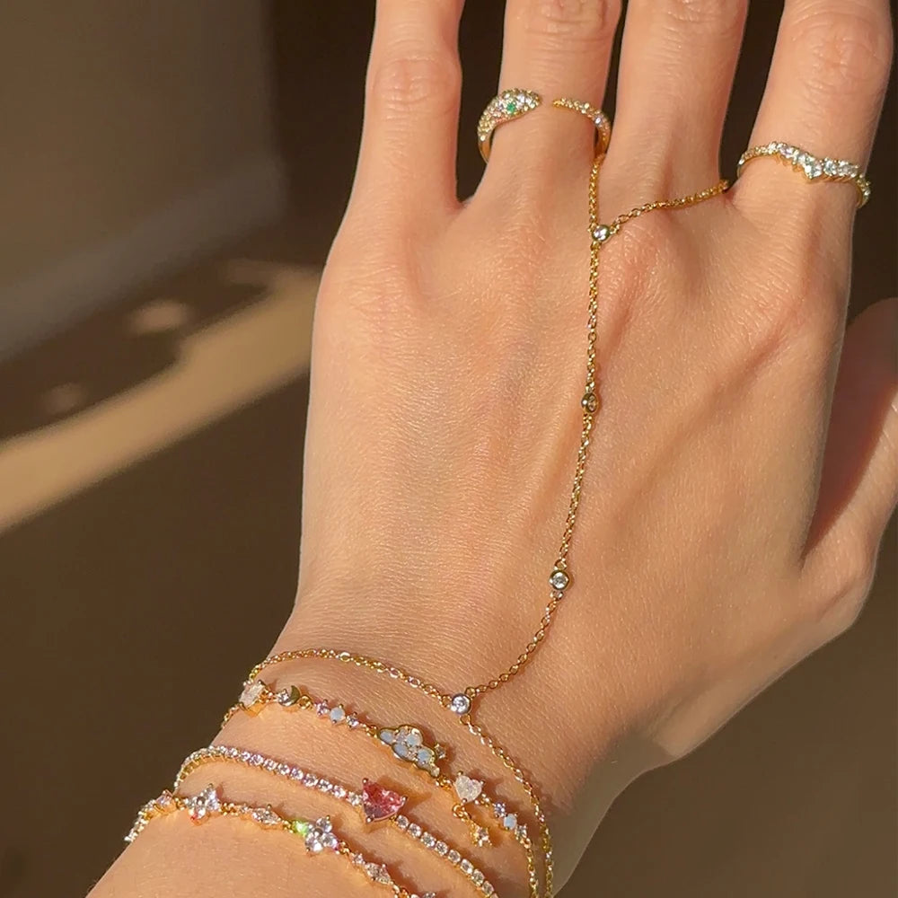 18K Gold plated Stainless Steel Hand Chain Bracelet