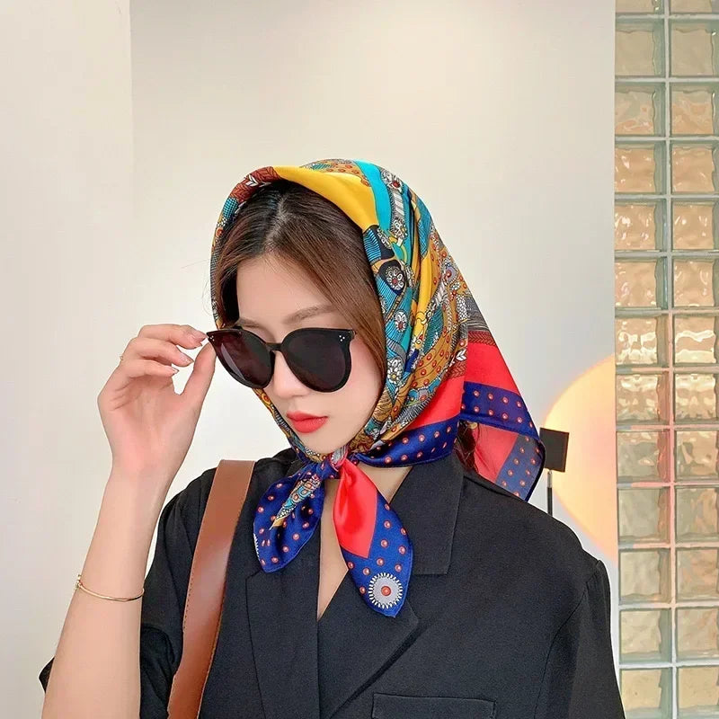 Luxury Design Print Silk Square Scarf