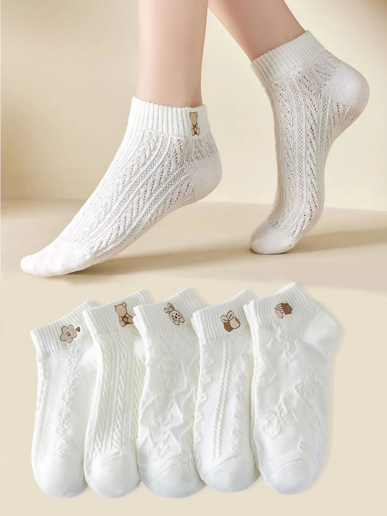 Teddy Bear Ankle Socks