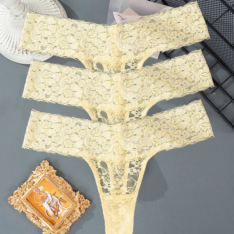 3PCS Lace Floral Women Panties