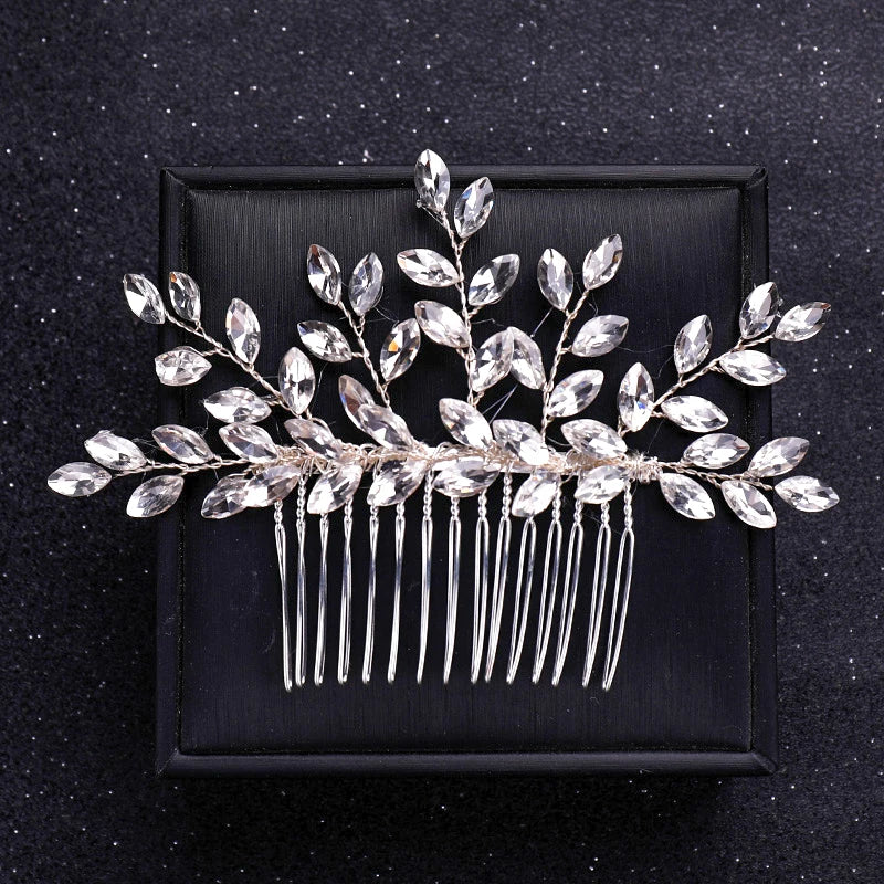 Silver Color Flower Pearl Crystal Wedding Hair Comb
