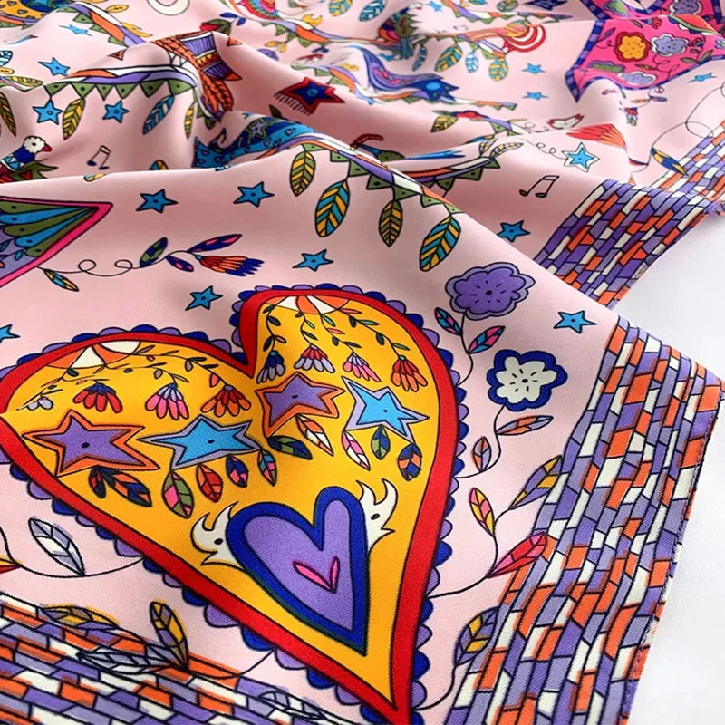 90*90Cm Square Scarf Twill Silk Bandana Pashmina