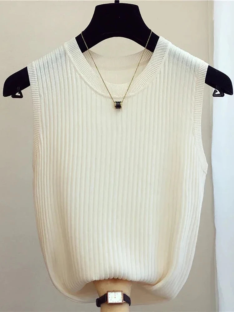 Tanks Top Women Sleeveless Knitted T-Shirts