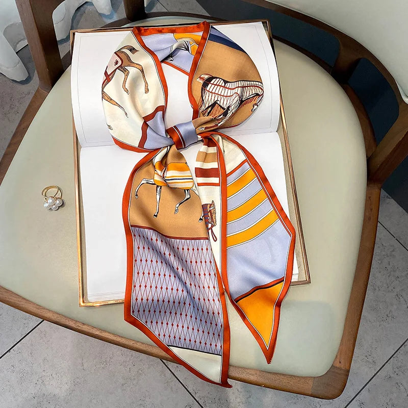 Long Silk Scarf Bag Tie