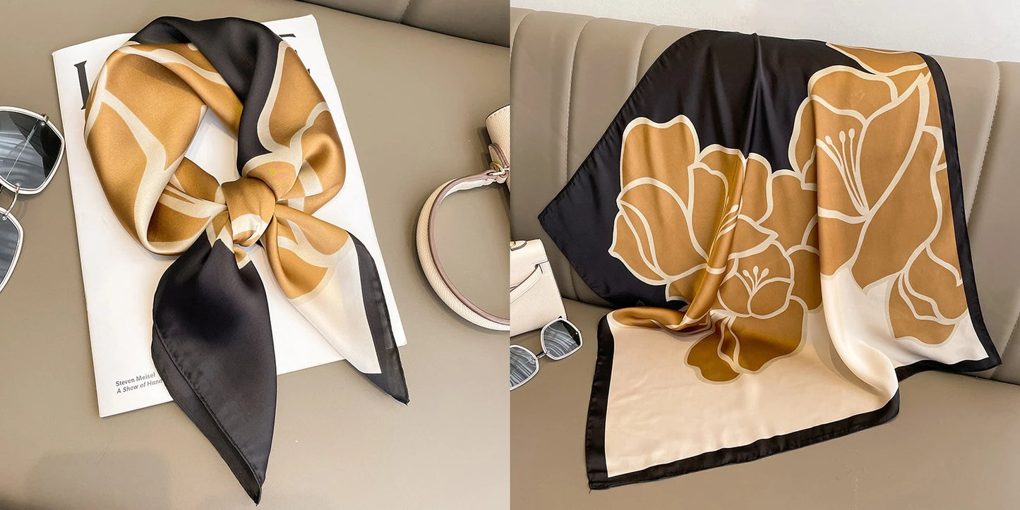 Floral Print Silk Square Scarf