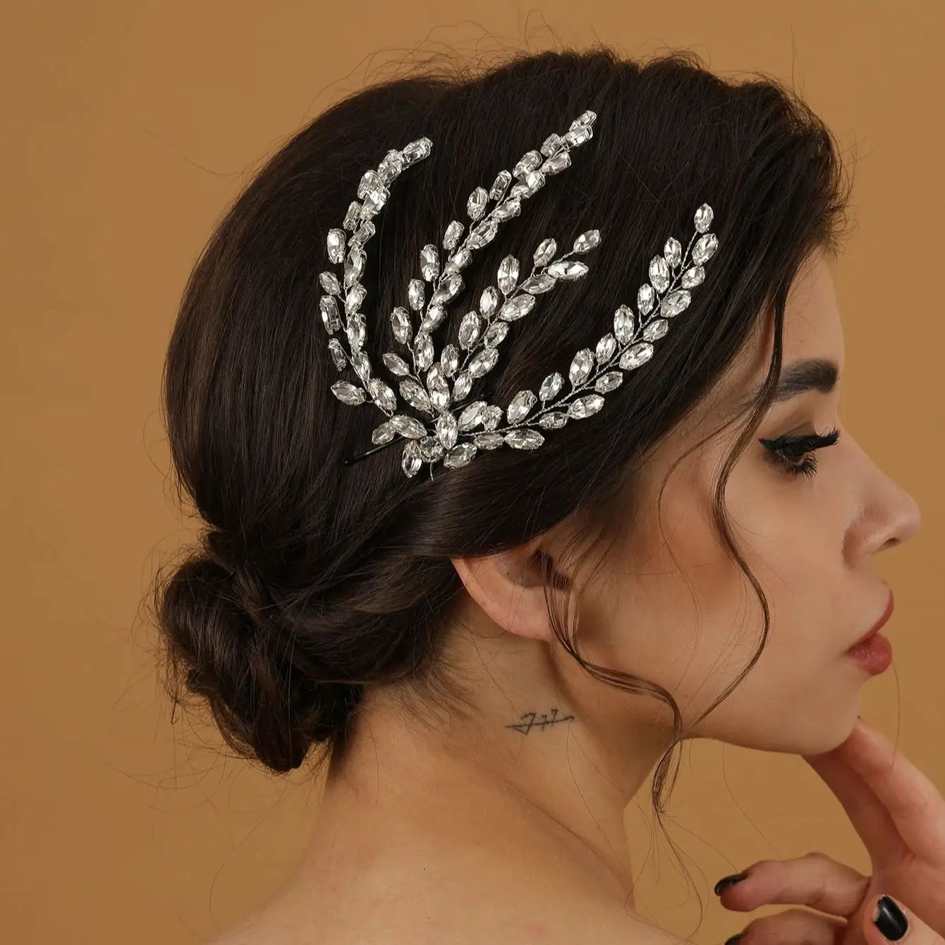Fashion Leaf Zircon Bridal Headpiece Tiara Accessories