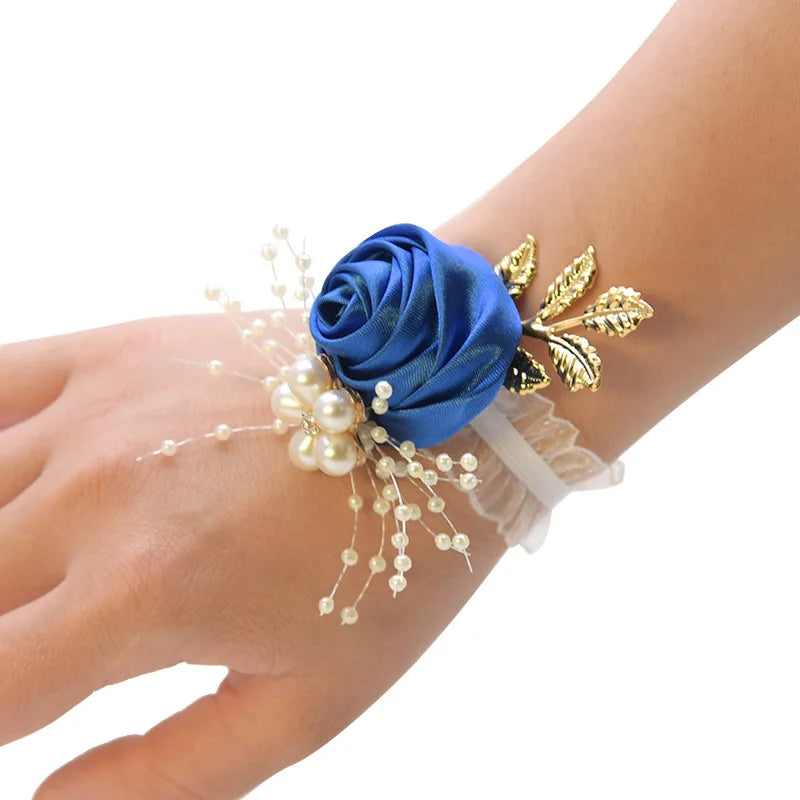Wedding Boutonniere Satin Rose Bracelet