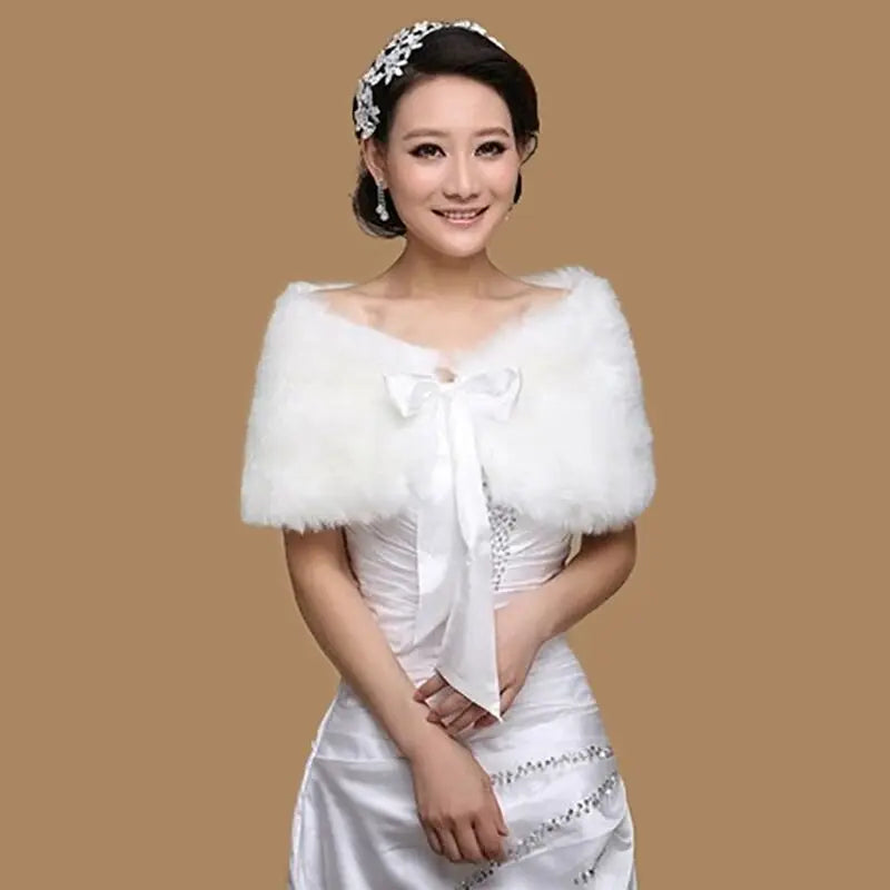 Winter Cape White Fur Shawl Wedding Accessories