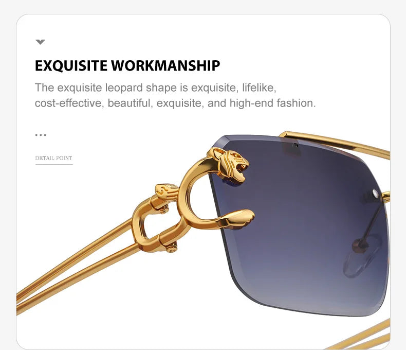Fashion Metal Leopard Rimless Sunglasses