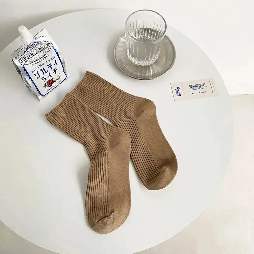 Solid Color Women Mid Length Socks