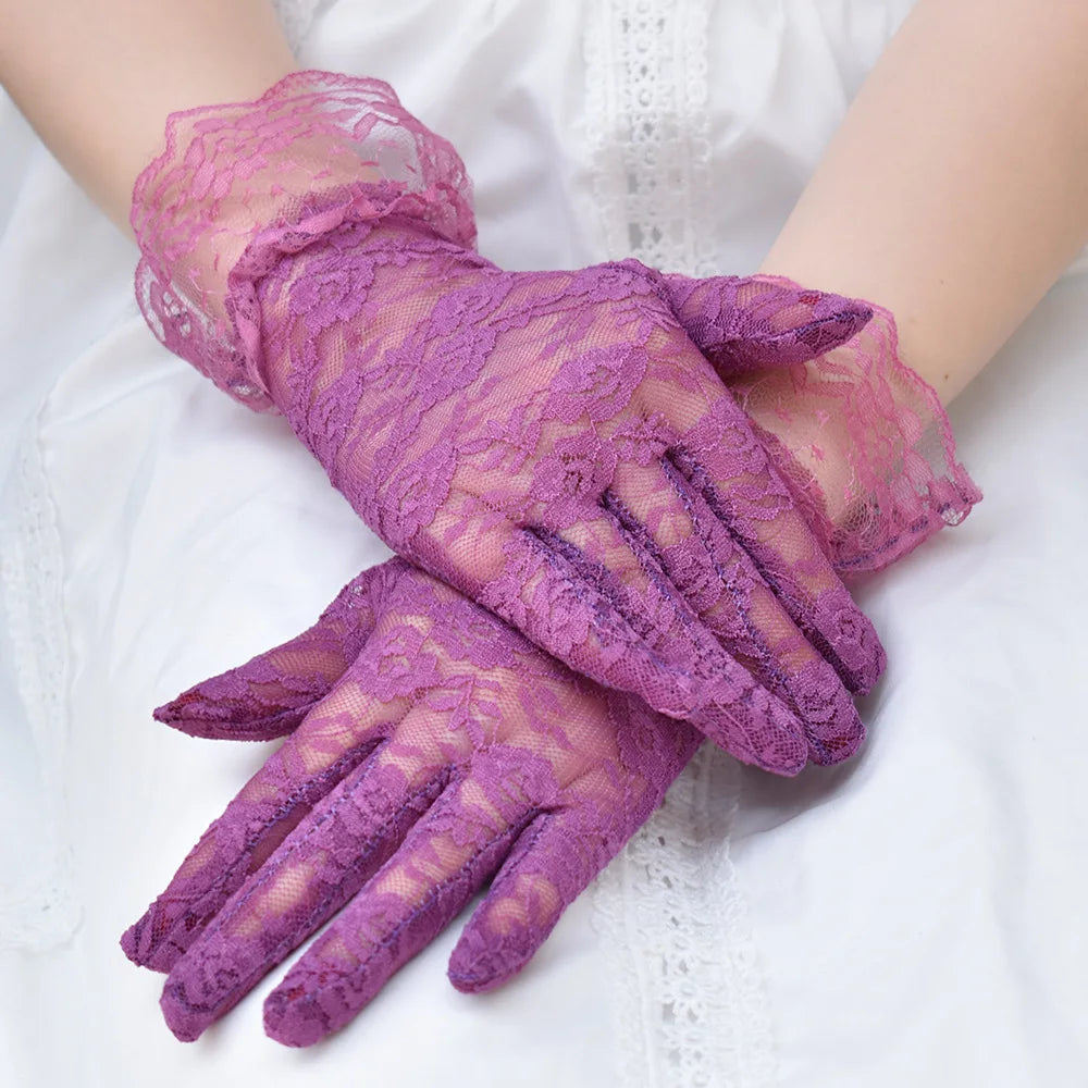Women Vintage Sheer Short Lace Gloves