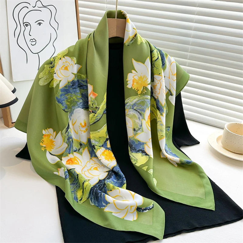 90*90Cm Square Scarf Twill Silk Bandana Pashmina
