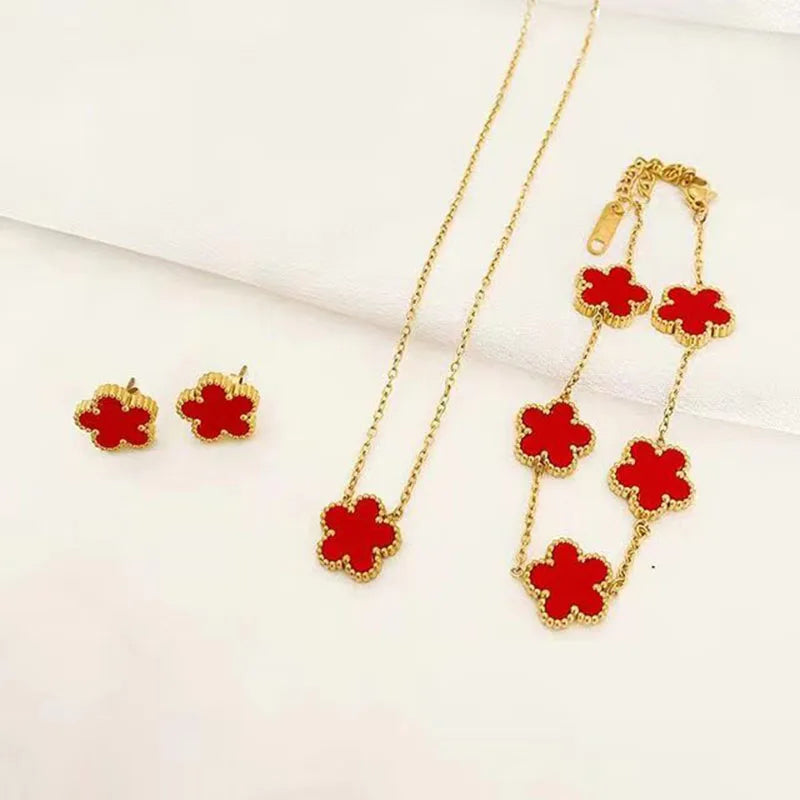 3 pieces of stainless steel plum blossom plant , women's jewelry set