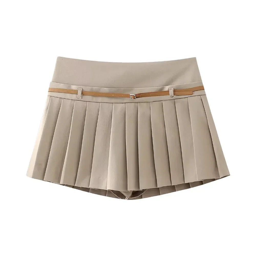Side Zipper Mini Skirts Shorts Vintage High Waist