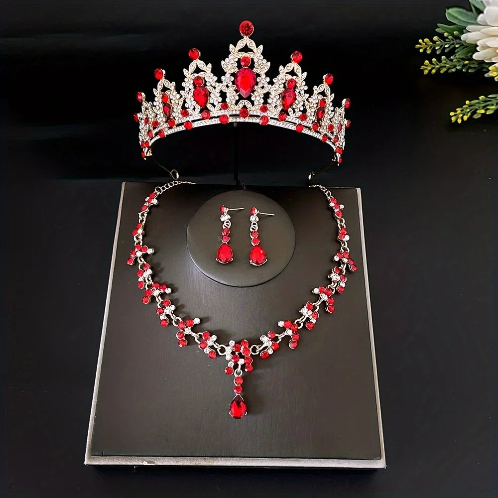 3pcs/set Crystal Bridal Jewelry Set