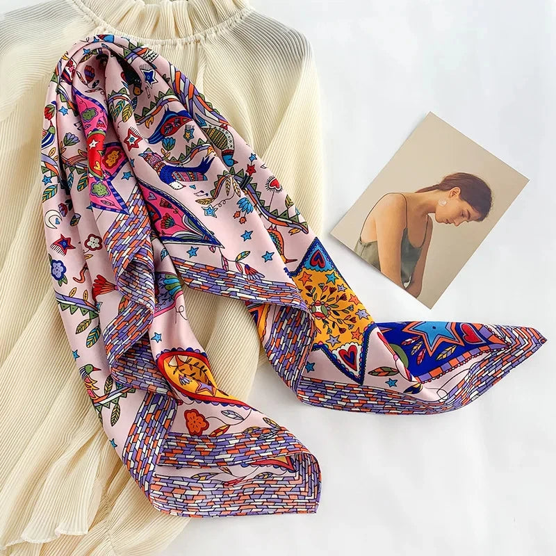 90*90Cm Square Scarf Twill Silk Bandana Pashmina