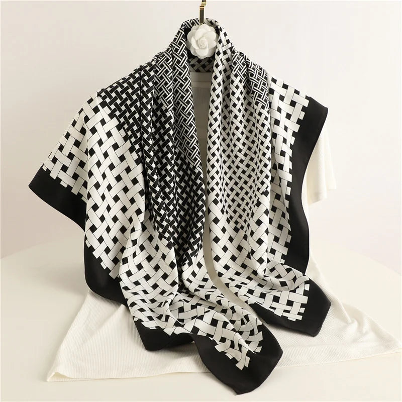 90*90Cm Square Scarf Twill Silk Bandana Pashmina