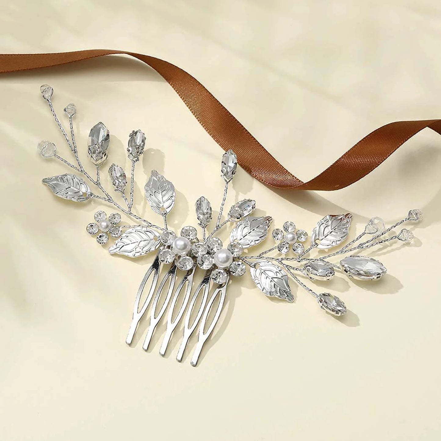 Crystal Pearl Hair Comb Clip Pin