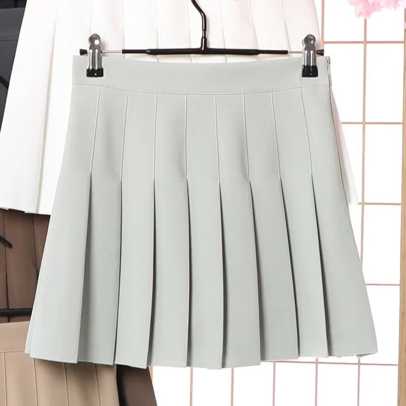 Khaki A-Line Korean Preppy Style Jupes Black Mini Skirts