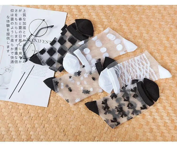 New WOMEN'S Socks Fashion Tulle Mesh Glass