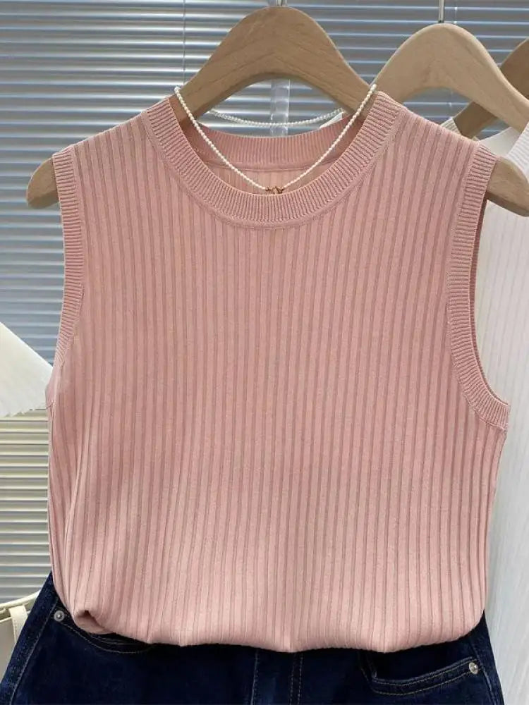 Tanks Top Women Sleeveless Knitted T-Shirts