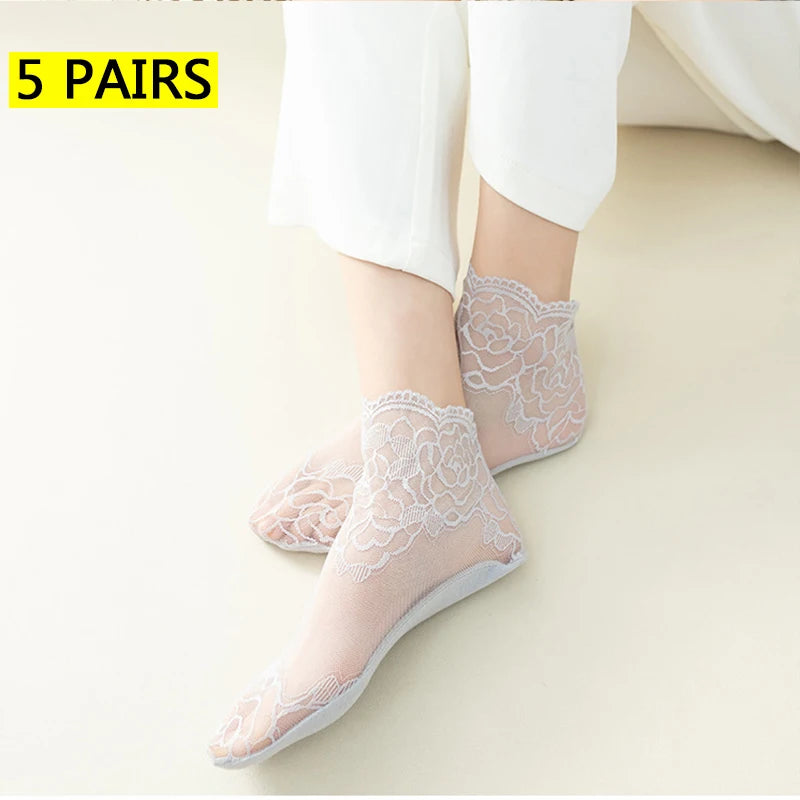 Lot Lolita Women Invisible Lace Socks