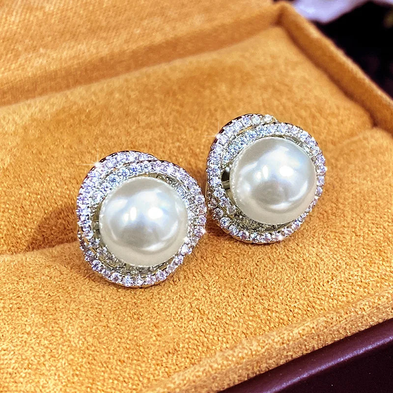 Shiny Pearl Stud Earrings