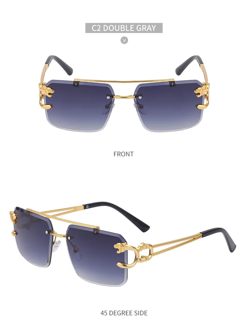 Fashion Metal Leopard Rimless Sunglasses