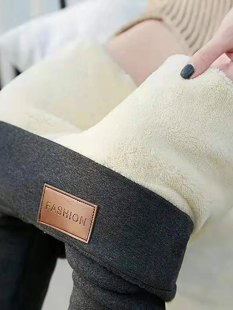 Women Lamb Fleece Legging Seamless High Waist