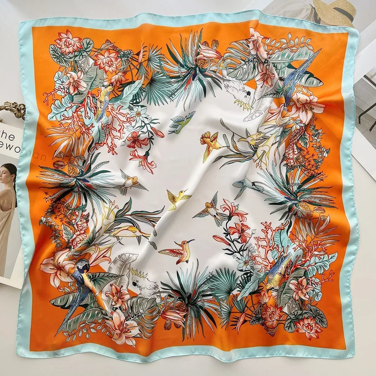 Luxury Design Print Silk Square Scarf