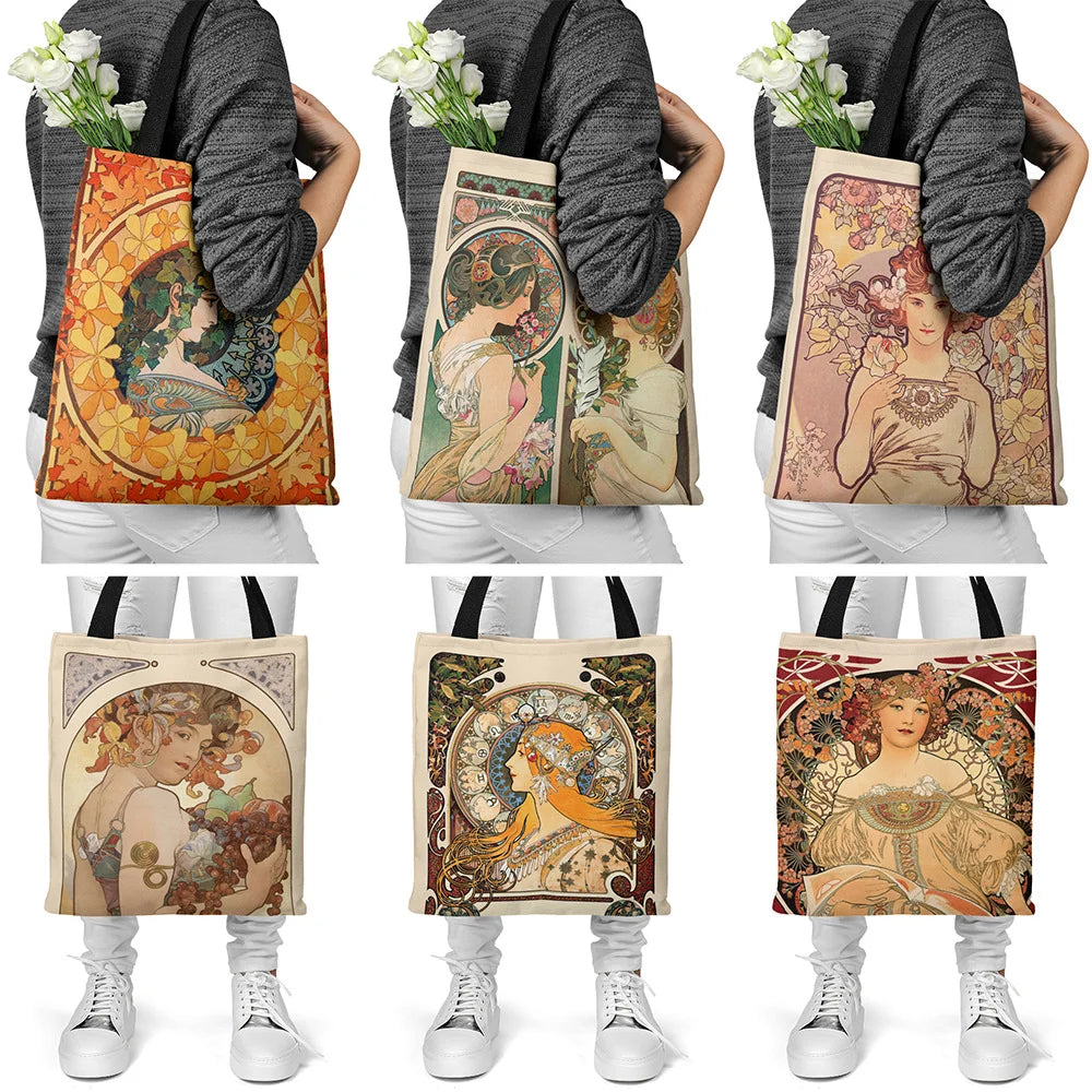 Mucha Series Digital Printed Canvas Bag