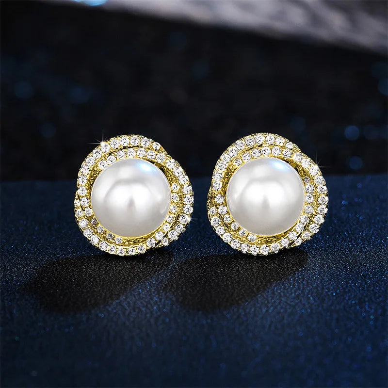 Shiny Pearl Stud Earrings