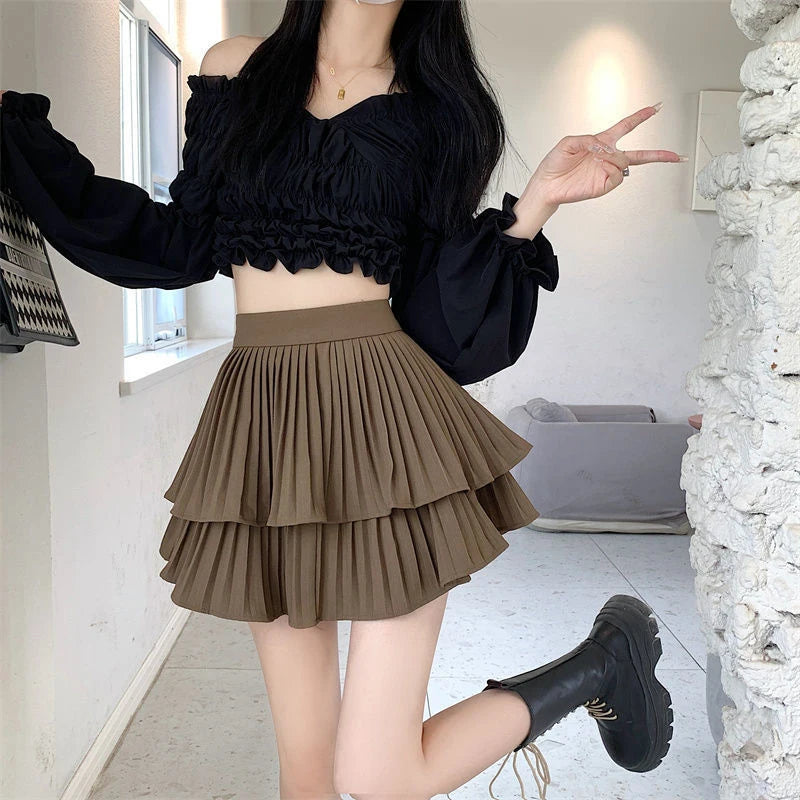 Mini Skirt Cute Sexy Balletcore Elastic High Waist