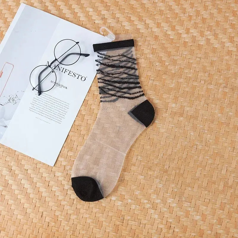 New WOMEN'S Socks Fashion Tulle Mesh Glass
