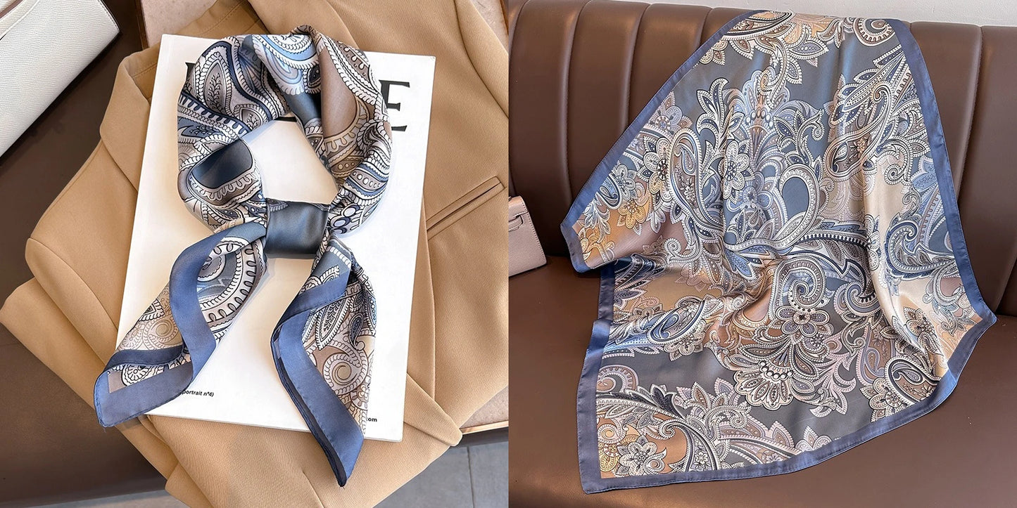 Floral Print Silk Square Scarf