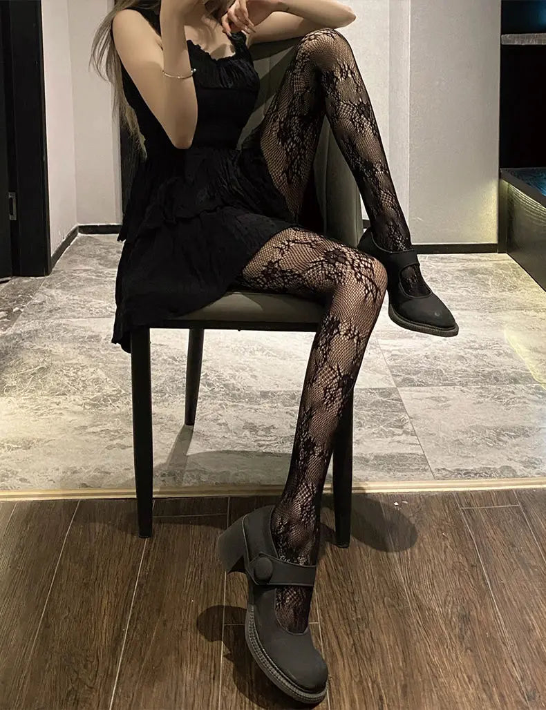 Classic Lolita Hollowed Out Lace Mesh Stockings