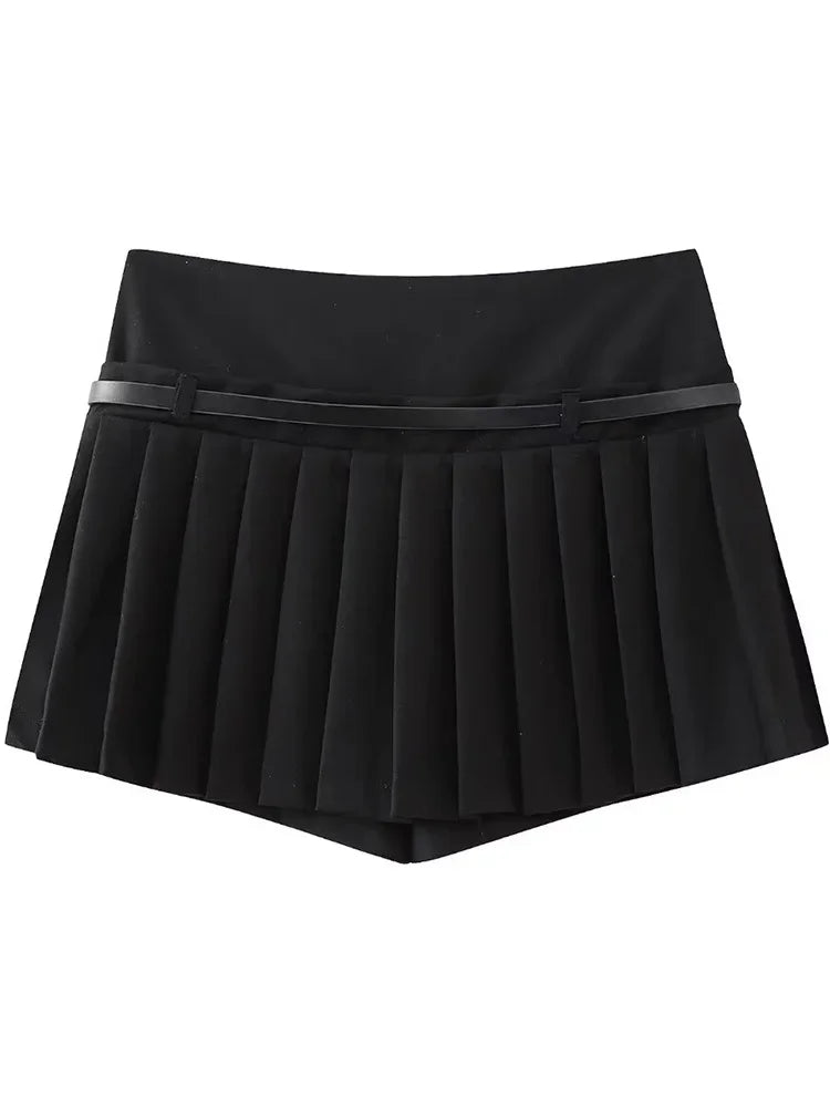 Side Zipper Mini Skirts Shorts Vintage High Waist