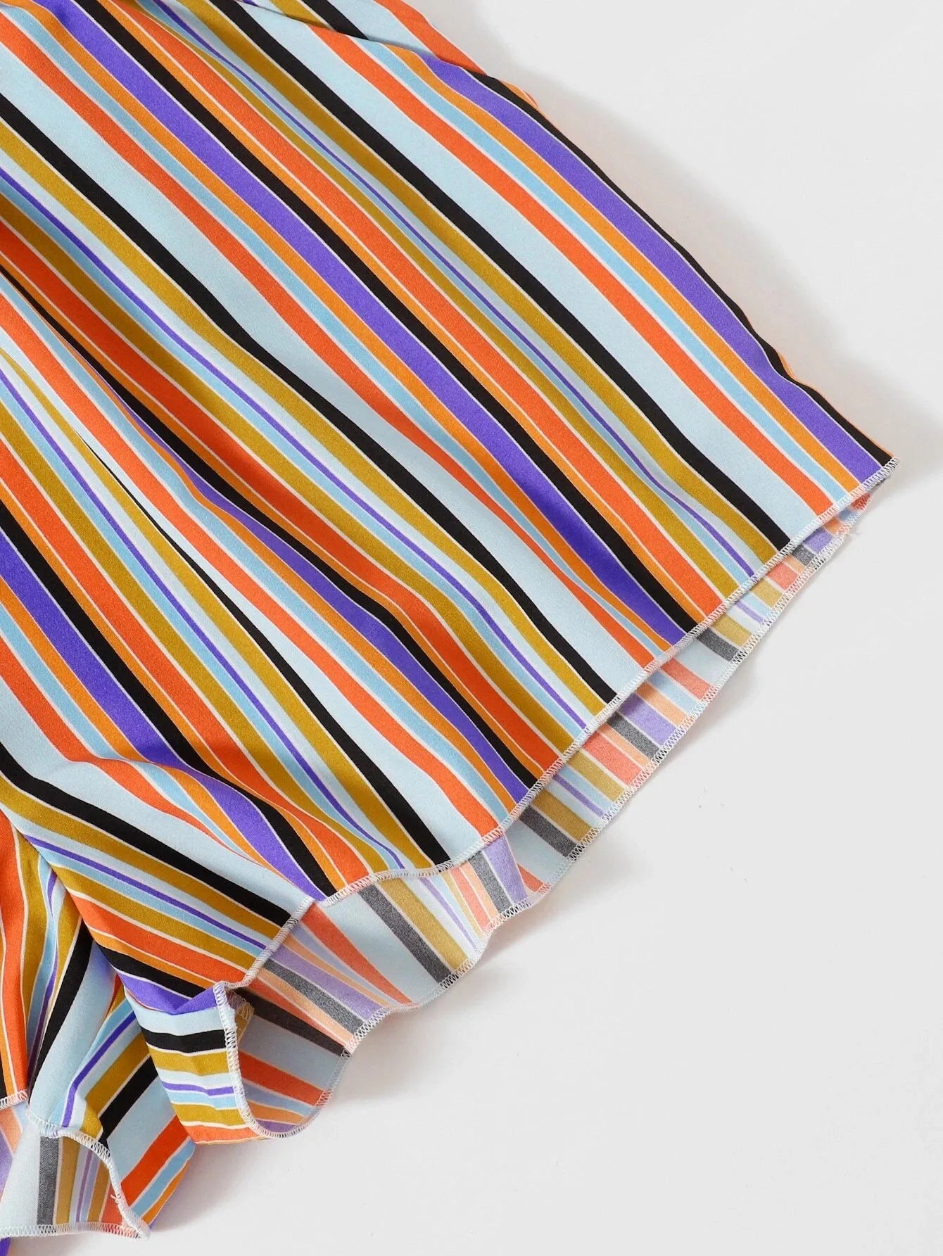 Plus Size Rainbow Stripe Print Casual Summer Shorts