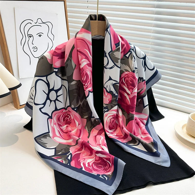 90*90Cm Square Scarf Twill Silk Bandana Pashmina