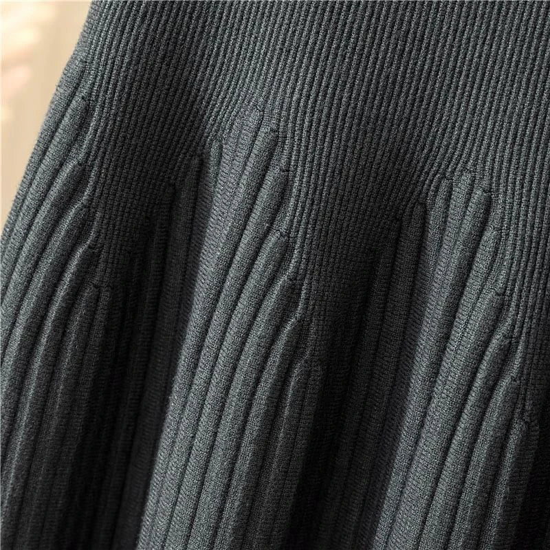 Knitted Midi Skirts Women High Waist