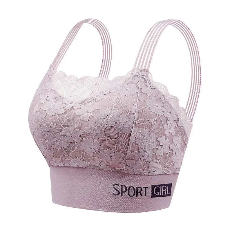Contrast Lace Wireless Bra