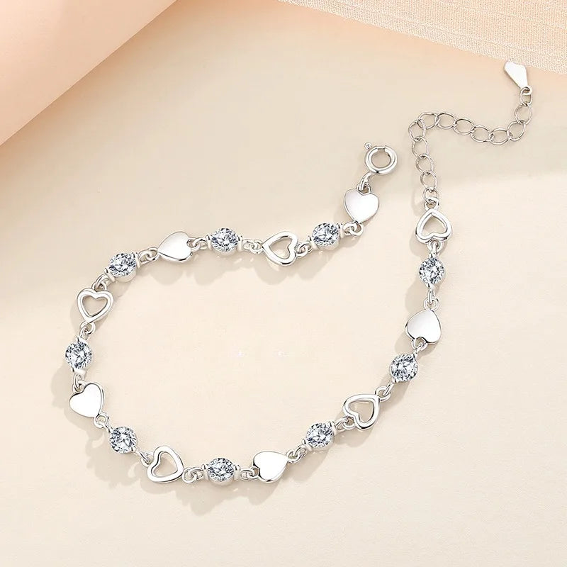 925 Sterling Silver Heart Shaped Bracelet