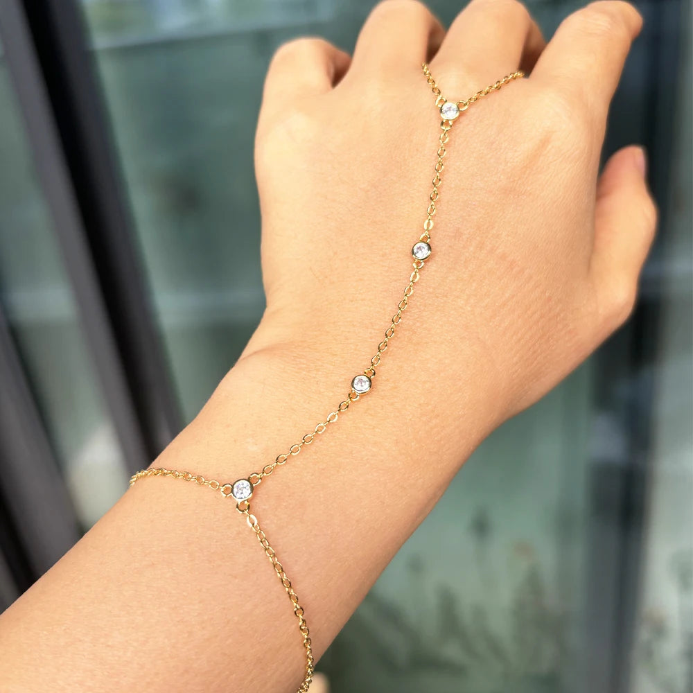 18K Gold plated Stainless Steel Hand Chain Bracelet