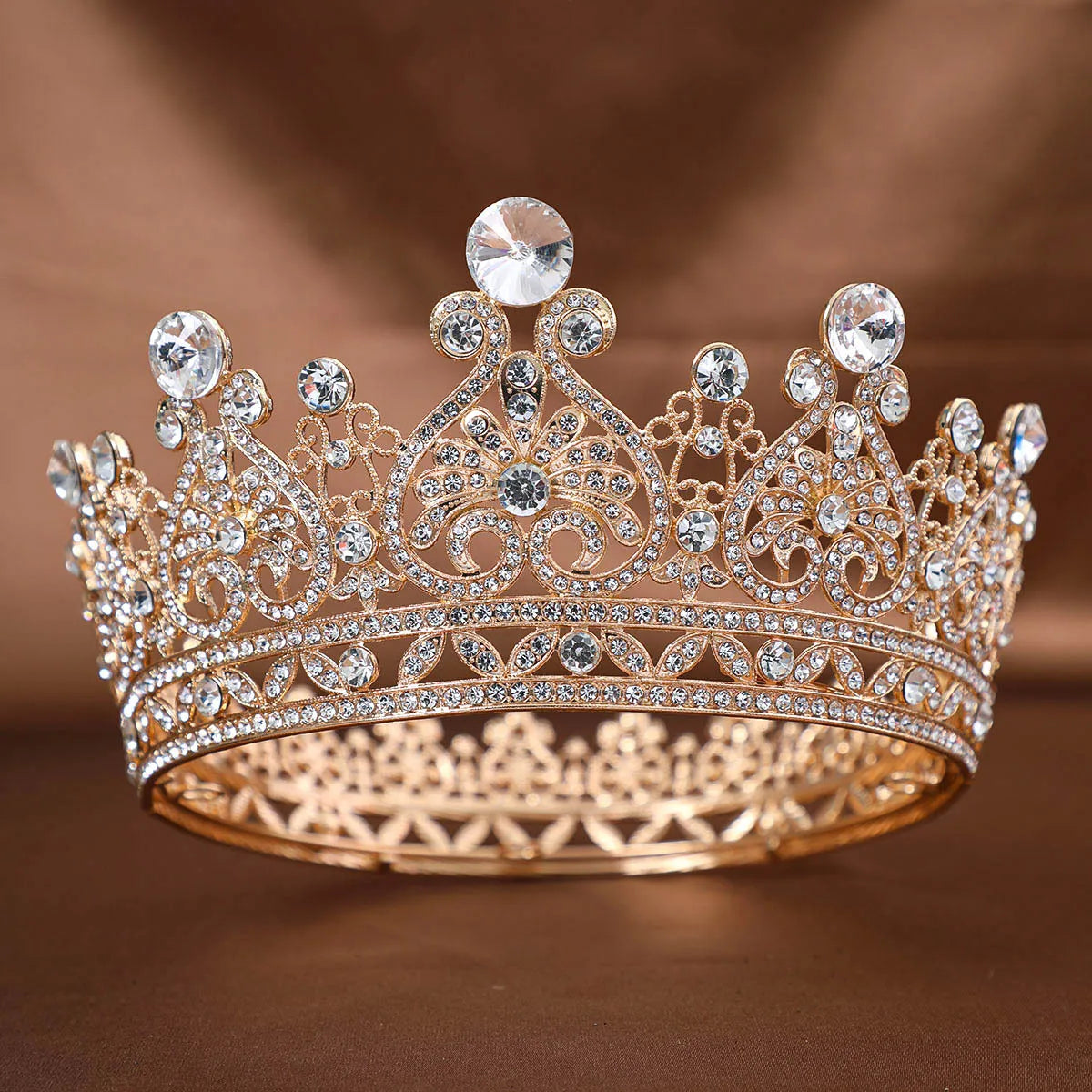 Golden Baroque Crystal Tiaras And Crown