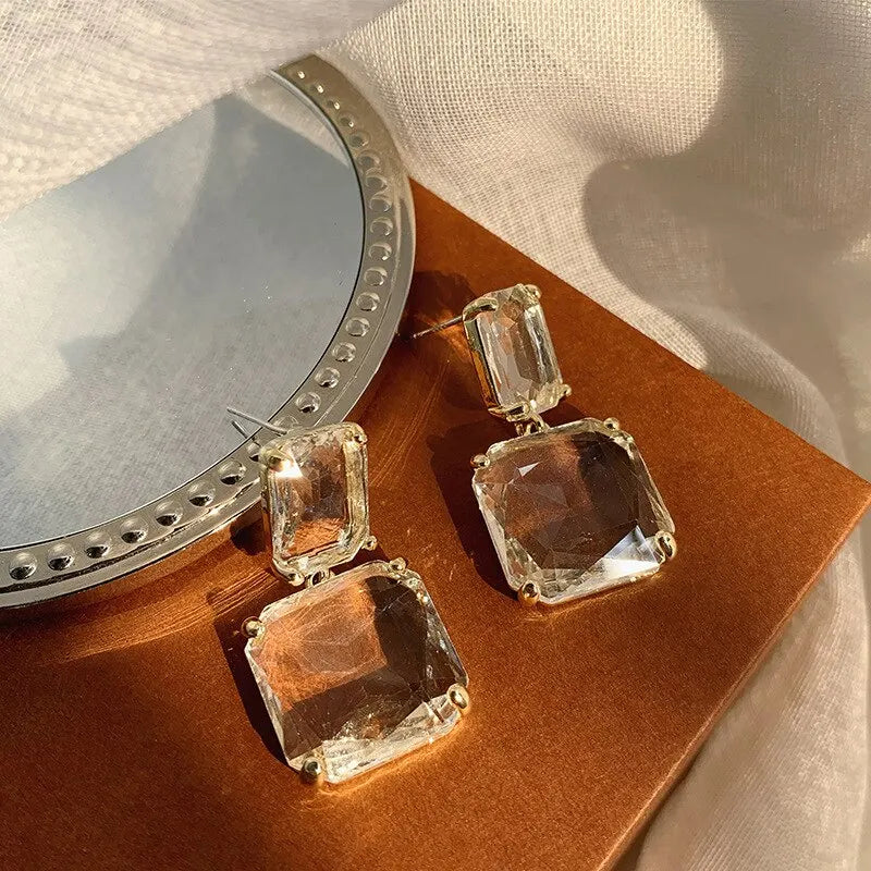 Transparent Glass Crystal Earrings
